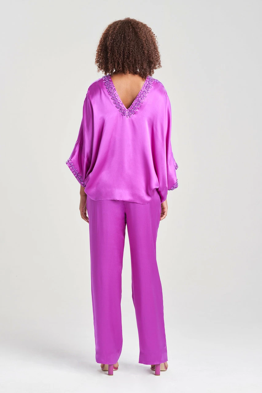 Key Essentials Silk Embroidered Kimono Sleeve Top 2 Key Essentials Silk Embroidered Kimono Sleeve Top - Image 2