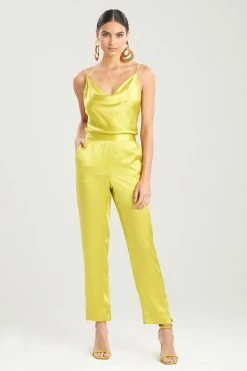 Key Essentials Silk Straight Leg Pants -Natori Sales Shop Key Essentials Silk Straight Leg Pants Chartreuse by JN 66992.1647031295