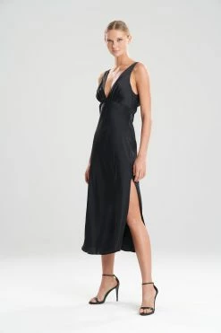 Key Essentials Silk V-Neck Gown 23 Key Essentials Silk V-Neck Gown -Natori Sales Shop Key Essentials Silk V Neck Gown Black by Josie Natori 35710.1641496723