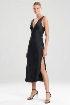 Key Essentials Silk V-Neck Gown 21 Key Essentials Silk V-Neck Gown -Natori Sales Shop Key Essentials Silk V Neck Gown Black by Josie Natori 75920.1688144273