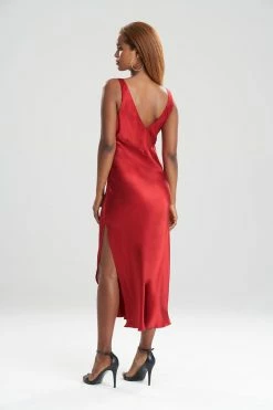 Key Essentials Silk V-Neck Gown 20 Key Essentials Silk V-Neck Gown -Natori Sales Shop Key Essentials Silk V Neck Gown Imperial Red by Josie Natori 2 54968.1641496739