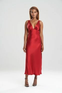 Key Essentials Silk V-Neck Gown 19 Key Essentials Silk V-Neck Gown -Natori Sales Shop Key Essentials Silk V Neck Gown Imperial Red by Josie Natori 54768.1641496735