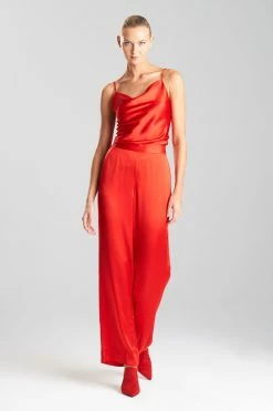 Key Essentials Silk Wide Leg Pants -Natori Sales Shop Key Essentials Silk Wide Leg Pants Scarlet by JN 55695.1687530258