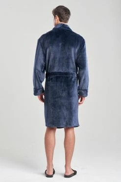 Kinhin Cozy Fleece Piped Collar Robe -Natori Sales Shop Kinhin Cozy Fleece Piped Collar Robe Dress Blues by Natori 3 43626.1664399120