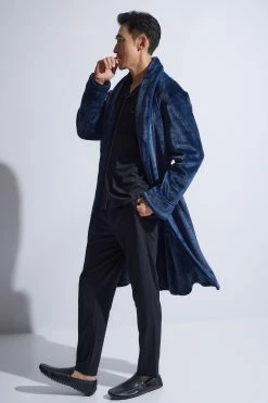 Kinhin Cozy Fleece Piped Collar Robe -Natori Sales Shop Kinhin Cozy Fleece Piped Collar Robe Dress Blues by Natori 4 72262.1664399122