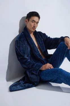 Kinhin Cozy Fleece Piped Collar Robe -Natori Sales Shop Kinhin Cozy Fleece Piped Collar Robe Dress Blues by Natori 6 68508.1664399123