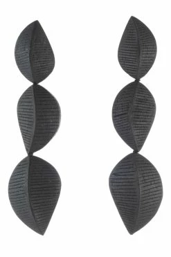 Textured Acacia Wood 3 Leaf Earrings