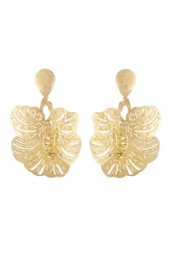 Plated Brass Oversized Leaf Earrings
