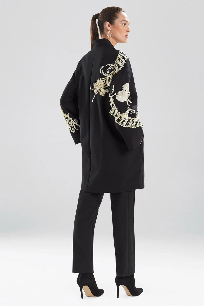 Compact Knit Crepe Embroidered Dragon Caban Jacket 3 Compact Knit Crepe Embroidered Dragon Caban Jacket - Image 3