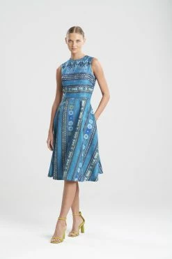 Le Souk Jacquard Fit And Flare Dress -Natori Sales Shop Le Souk Jacquard Fit Flare Dress Teal by JN 54967.1641590237