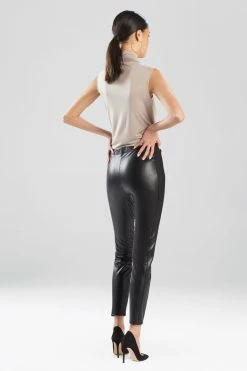 Vegan Leatherette Leggings -Natori Sales Shop Leatherette Side Panel Leggings Black by Natori 2 95717.1661291675