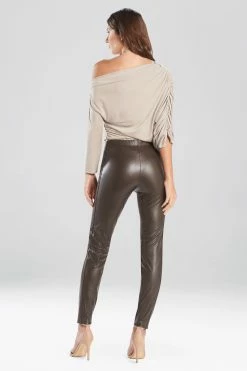 Vegan Leatherette Leggings -Natori Sales Shop Leatherette Side Panel Leggings Espresso by Natori 2 45903.1625011319