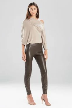 Vegan Leatherette Leggings -Natori Sales Shop Leatherette Side Panel Leggings Espresso by Natori 44773.1625011317