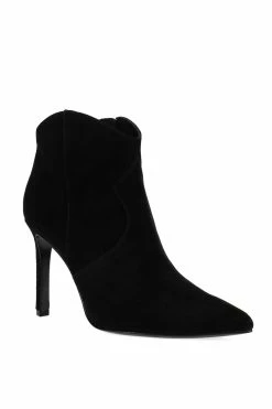 Leiko Suede Heel Bootie -Natori Sales Shop Leiko Suede Heel Bootie Black by Natori 28431.1692722401