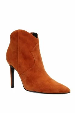 Leiko Suede Heel Bootie -Natori Sales Shop Leiko Suede Heel Bootie Cognac by Natori 73964.1677175413