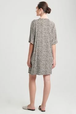 Leo-Printed Cotton Jersey Sleepshirt -Natori Sales Shop Leo Printed Cotton Jersey Sleepshirt Black Taupe Combo by N Natori 2 18004.1647969073