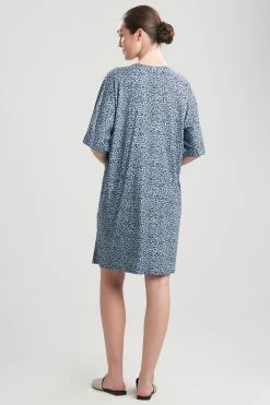 Leo-Printed Cotton Jersey Sleepshirt -Natori Sales Shop Leo Printed Cotton Jersey Sleepshirt Navy Combo by N Natori 2 28192.1647969079