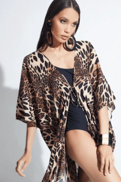 Luxe Leopard Cotton Gauze Cover-Up -Natori Sales Shop Leopard Cotton Gauze Cover Up Chestnut by Natori 2 40906.1675880824