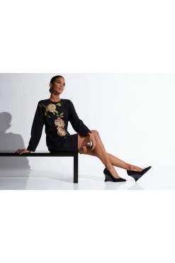 Light Weight Ponte Embroidered Dress 13 Light Weight Ponte Embroidered Dress -Natori Sales Shop Light Weight Ponte Embroiderd Dress Black by Natori 95812.1663969832