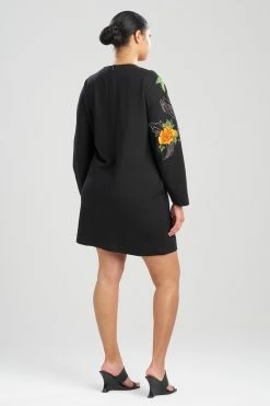 Light Weight Ponte Embroidered Shift Dress 9 Light Weight Ponte Embroidered Shift Dress -Natori Sales Shop Light Weight Ponte Embroidered Shift Dress Black by Natori 3 92300.1684160393