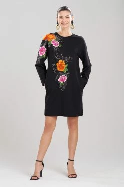 Light Weight Ponte Embroidered Shift Dress