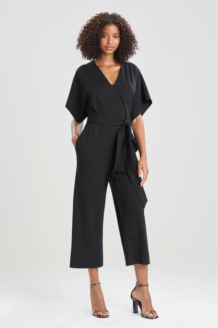 Light Weight Ponte Kimono V-Neck Jumpsuit 1 Light Weight Ponte Kimono V-Neck Jumpsuit