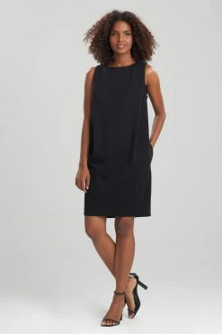 Light Weight Ponte Pleated Shift Dress