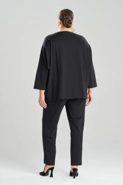 Light Weight Ponte V-Neck Tunic -Natori Sales Shop Light Weight Ponte V Neck Tunic Black by Natori 4 95831.1668691550