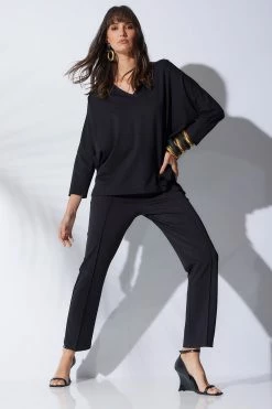 Light Weight Ponte V-Neck Tunic -Natori Sales Shop Light Weight Ponte V Neck Tunic Black by Natori 68568.1670954509