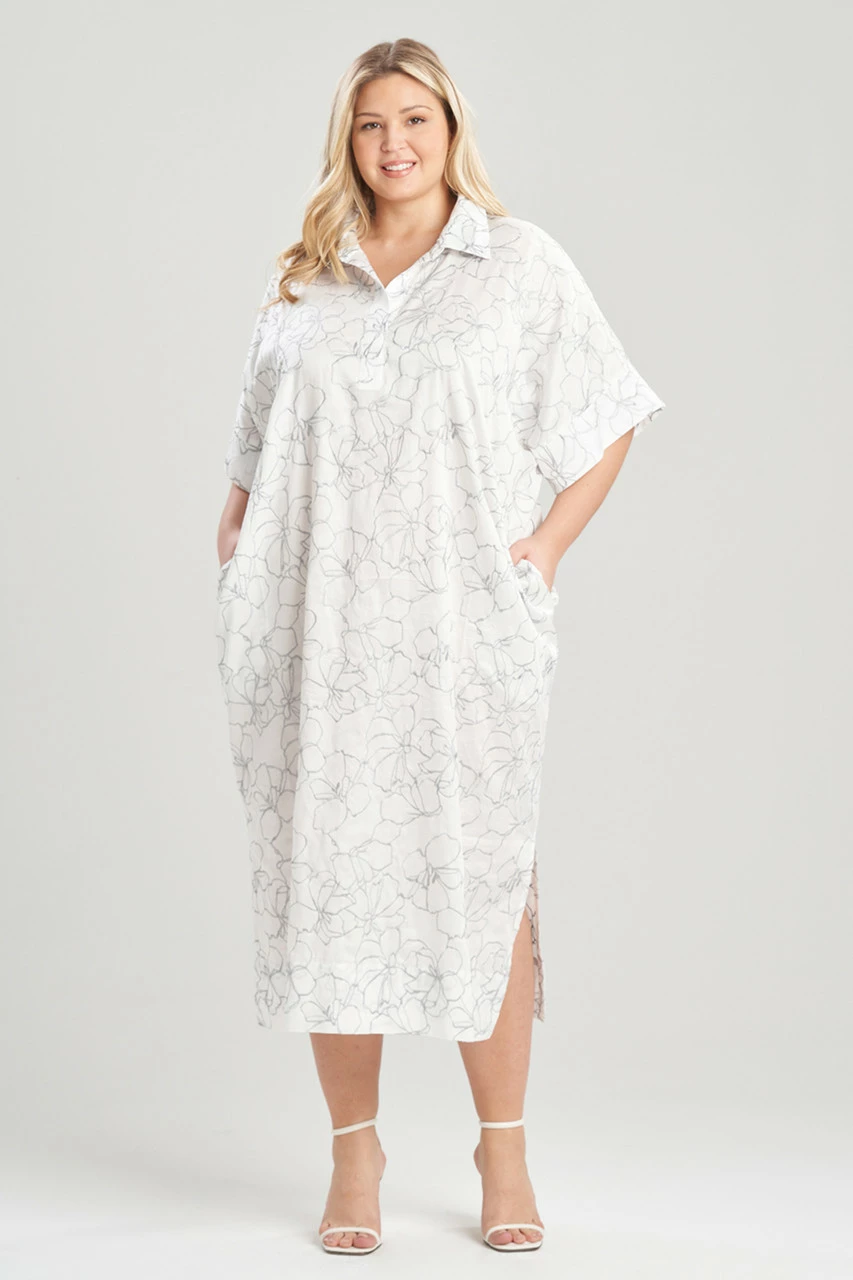 Lily-Cotton Sateen W/Embroidery Caftan 3 Lily-Cotton Sateen W/Embroidery Caftan - Image 3