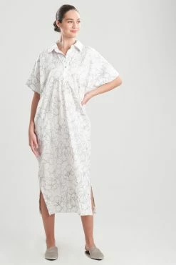 Lily-Cotton Sateen W/Embroidery Caftan