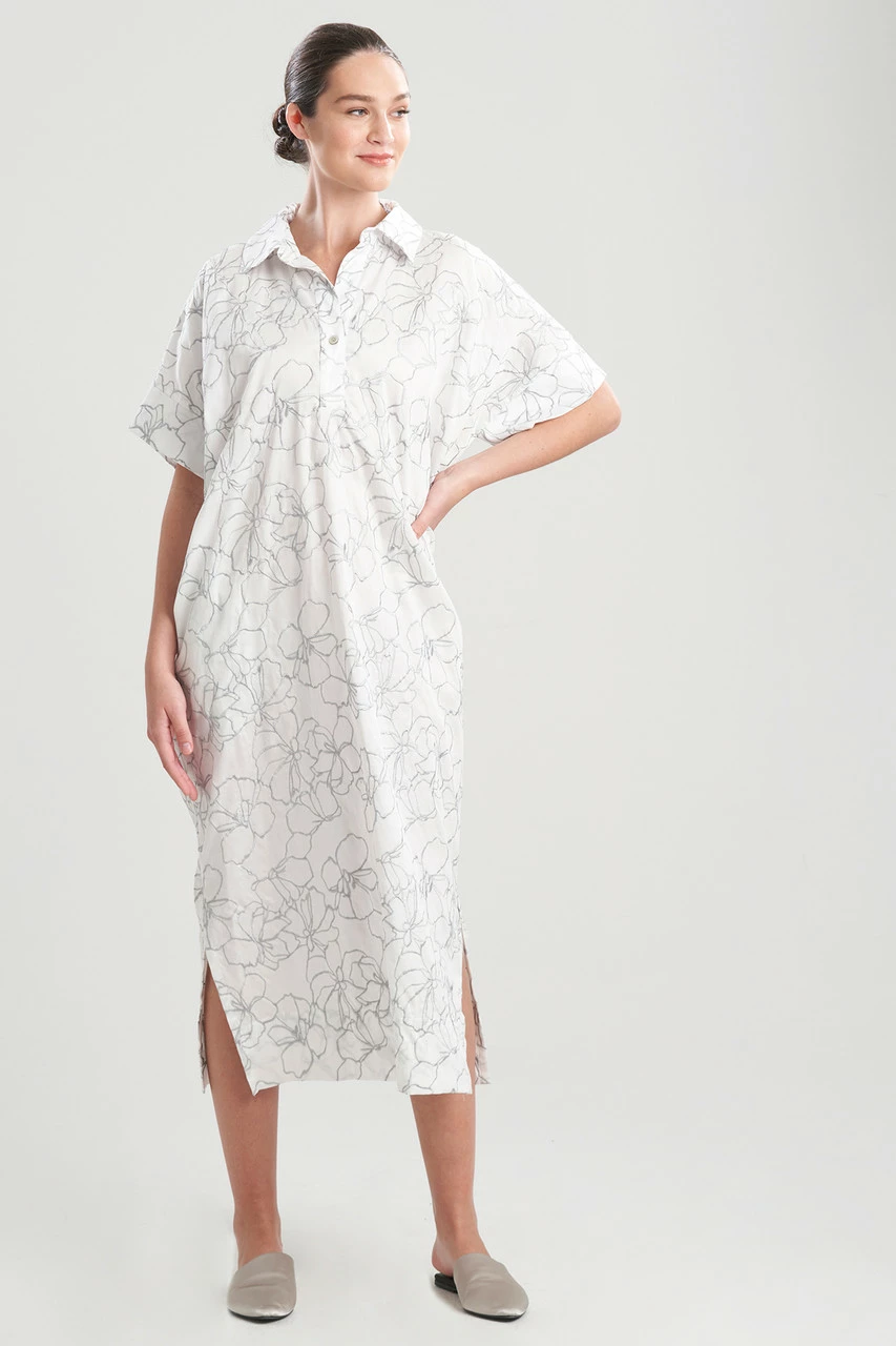 Lily-Cotton Sateen W/Embroidery Caftan 1 Lily-Cotton Sateen W/Embroidery Caftan