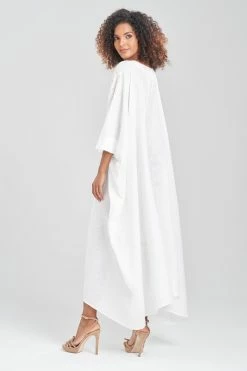 Linen Embroidered Caftan -Natori Sales Shop Linen Embroidered Caftan White by JN 2 42928.1675442360