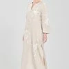 Linen Embroidered Slit Caftan