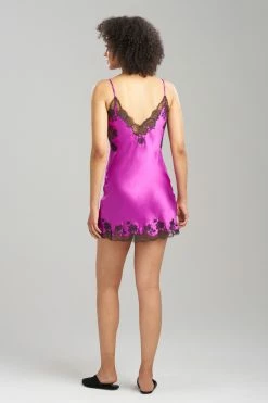 Lolita Lace Trim Silk Chemise -Natori Sales Shop Lolita Lace Trim Silk Chemise Bright Orchid Ash Black by JN 2 76924.1691417938
