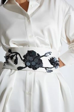 Luxe Charmeuse Obi Beaded Belt -Natori Sales Shop Luxe Charmeuse Obi Beaded Belt Warm White by Natori 2 70207.1663956498