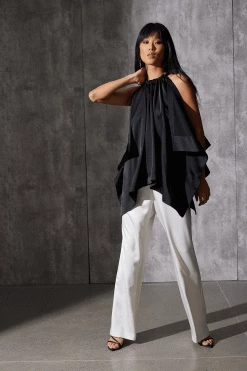 Luxe Charmeuse Pants 9 Luxe Charmeuse Pants -Natori Sales Shop Luxe Charmeuse Pants Warm White Luxe Charmeuse Handkerchief Top Black by Natori 65239.1691153705