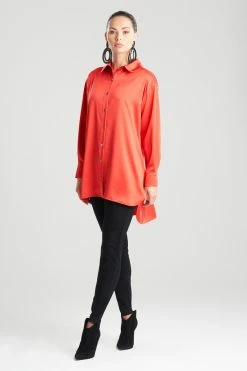 Luxe Charmeuse Shirt -Natori Sales Shop Luxe Charmeuse Shirt Red by Natori 42655.1666730443