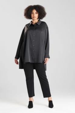Luxe Charmeuse Shirt -Natori Sales Shop Luxe Charmeuse Shirt Warm Black by Natori 3 45781.1666730426