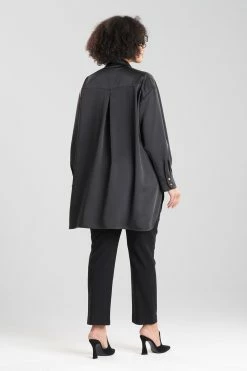 Luxe Charmeuse Shirt -Natori Sales Shop Luxe Charmeuse Shirt Warm Black by Natori 4 11596.1666730427