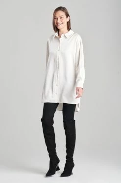 Luxe Charmeuse Shirt -Natori Sales Shop Luxe Charmeuse Shirt Warm White by Natori 08583.1666730432