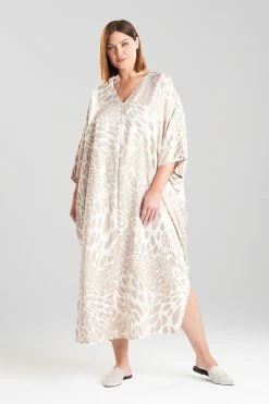 Luxe Leopard Zip Caftan -Natori Sales Shop Luxe Leopard Zip Caftan Sand Taupe by Natori 3 77298.1666796024
