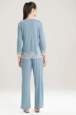 Luxe Shangri-La TENCEL™ Long Sleeve PJ 43 Luxe Shangri-La TENCEL™ Long Sleeve PJ -Natori Sales Shop Luxe Shangri La Long Sleeve PJ Heather Stone Blue by Natori 2 11763.1641418435