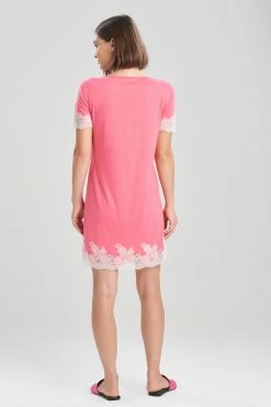 Luxe Shangri-La TENCEL™ Short Sleeve Sleepshirt -Natori Sales Shop Luxe Shangri La Short Sleeve Sleepshirt Heather Sunset Pink by Natori 2 75277.1643223578