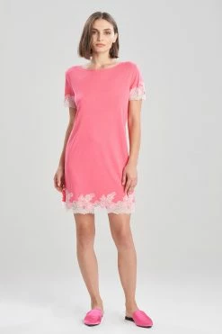 Luxe Shangri-La TENCEL™ Short Sleeve Sleepshirt -Natori Sales Shop Luxe Shangri La Short Sleeve Sleepshirt Heather Sunset Pink by Natori 45124.1643316314