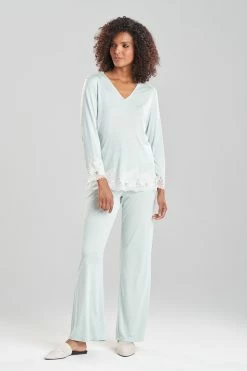 Luxe Shangri-La TENCEL™ Long Sleeve PJ 52 Luxe Shangri-La TENCEL™ Long Sleeve PJ -Natori Sales Shop Luxe Shangri La Tencel Long Sleeve PJ Heather Sage Green by Natori 25980.1669932034