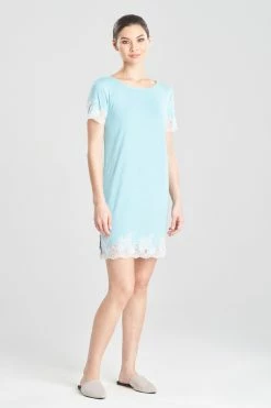 Luxe Shangri-La TENCEL™ Short Sleeve Sleepshirt -Natori Sales Shop Luxe Shangri La Tencel Short Sleeve Sleepshirt Sea Glass by Natori 03087.1675867968