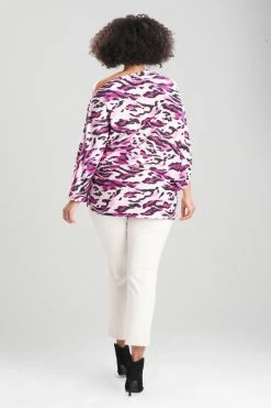 Lynx TENCEL™ Jersey Asymmetrical Ruched Top -Natori Sales Shop Lynx Tencel Jersey Asymmetrical Ruched Top Magenta by Natori 4 78471.1654025500