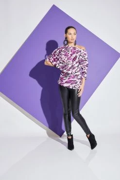 Lynx TENCEL™ Jersey Asymmetrical Ruched Top -Natori Sales Shop Lynx Tencel Jersey Asymmetrical Ruched Top Magenta by Natori 54571.1654171107