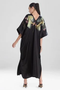 Sansui Embroidered Silk Caftan -Natori Sales Shop M40020 BLK 2 64317.1610381850